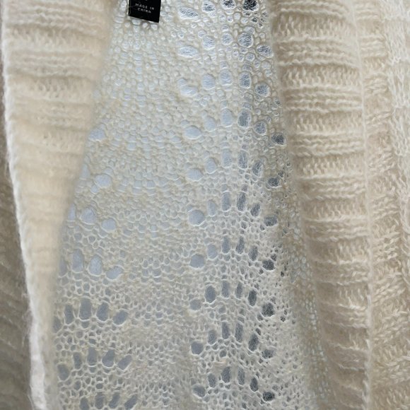 H&M Light Cream Lacey Pattern Cardigan Hand Knitted Acrylic, Mohair, Wool Size S - Picture 7 of 13